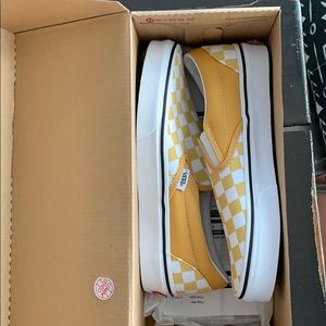 Yellow checkered Vans